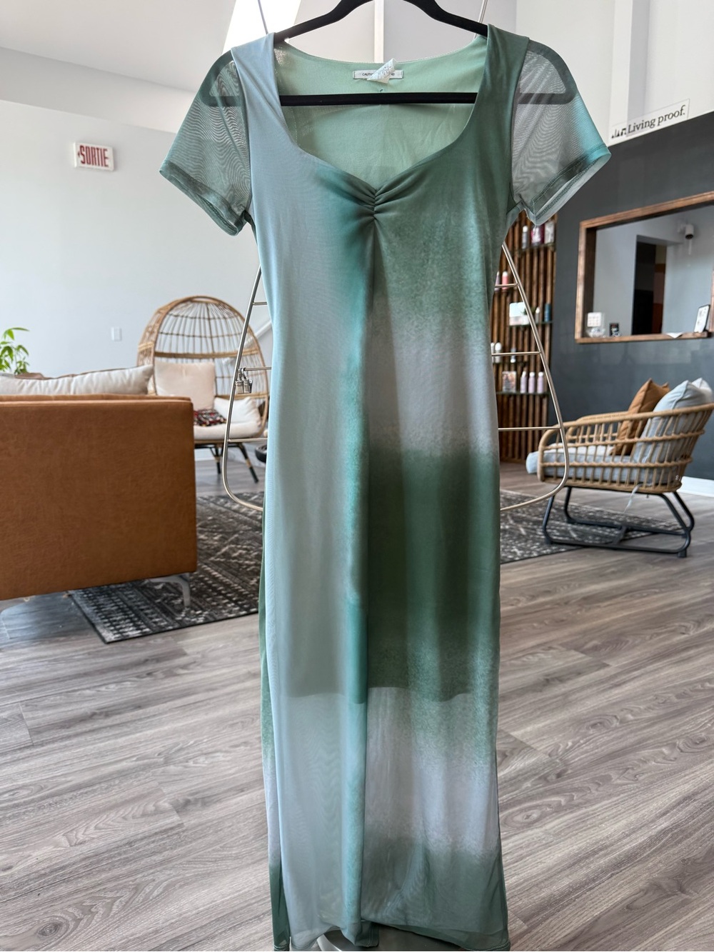 Sheer Ombre Green Maxi Dress